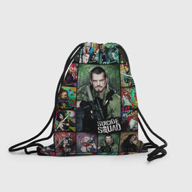 Рюкзак-мешок 3D с принтом Suicide Squad Rick Flag в Курске, 100% полиэстер | плотность ткани — 200 г/м2, размер — 35 х 45 см; лямки — толстые шнурки, застежка на шнуровке, без карманов и подкладки | suicide squad | юэль киннаман rick flag