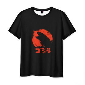 Мужская футболка 3D с принтом Godzilla в Курске, 100% полиэфир | прямой крой, круглый вырез горловины, длина до линии бедер | Тематика изображения на принте: cinema | film | godzilla | monster | годзила | годзилла | кино | монстр | фильм