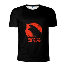 Мужская футболка 3D спортивная с принтом Godzilla в Курске, 100% полиэстер с улучшенными характеристиками | приталенный силуэт, круглая горловина, широкие плечи, сужается к линии бедра | cinema | film | godzilla | monster | годзила | годзилла | кино | монстр | фильм