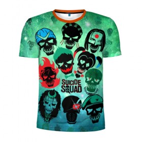 Мужская футболка 3D спортивная с принтом Suicide Squad в Курске, 100% полиэстер с улучшенными характеристиками | приталенный силуэт, круглая горловина, широкие плечи, сужается к линии бедра | suicide squad