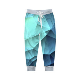 Детские брюки 3D с принтом Polygon blue в Курске, 100% полиэстер | манжеты по низу, эластичный пояс регулируется шнурком, по бокам два кармана без застежек, внутренняя часть кармана из мелкой сетки | полигон | текстура