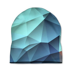 Шапка 3D с принтом Polygon blue в Курске, 100% полиэстер | универсальный размер, печать по всей поверхности изделия | полигон | текстура