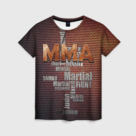 Женская футболка 3D с принтом MMA в Курске, 100% полиэфир ( синтетическое хлопкоподобное полотно) | прямой крой, круглый вырез горловины, длина до линии бедер | judo | mixed | mma | sambo | wrestling
