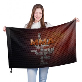 Флаг 3D с принтом MMA в Курске, 100% полиэстер | плотность ткани — 95 г/м2, размер — 67 х 109 см. Принт наносится с одной стороны | judo | mixed | mma | sambo | wrestling