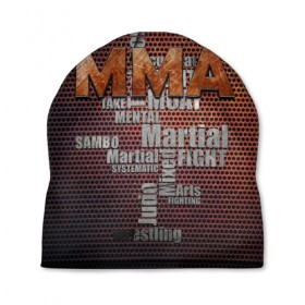 Шапка 3D с принтом MMA в Курске, 100% полиэстер | универсальный размер, печать по всей поверхности изделия | judo | mixed | mma | sambo | wrestling