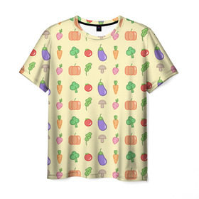 Мужская футболка 3D с принтом Рай вегетарианца в Курске, 100% полиэфир | прямой крой, круглый вырез горловины, длина до линии бедер | вегетарианцы | забавные | необычные | овощи | приколы