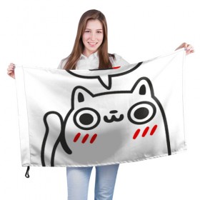 Флаг 3D с принтом Мысли кота в Курске, 100% полиэстер | плотность ткани — 95 г/м2, размер — 67 х 109 см. Принт наносится с одной стороны | 