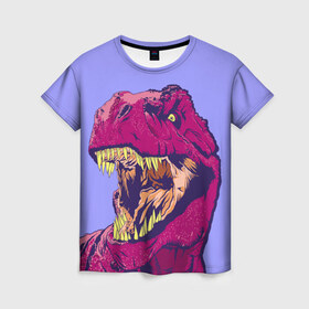 Женская футболка 3D с принтом rex в Курске, 100% полиэфир ( синтетическое хлопкоподобное полотно) | прямой крой, круглый вырез горловины, длина до линии бедер | dinosaur | t rex | динозавр | рекс | тирекс