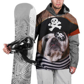 Накидка на куртку 3D с принтом Бульдог - пират в Курске, 100% полиэстер |  | бульдог | бульдоги | песик | песики | пират | пираты | прикольные | собака | собаки