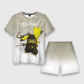 Мужской костюм с шортами 3D с принтом Pikachu в Курске,  |  | pikachu | pokeball | pokemon | пикачу | покеболл | покемон