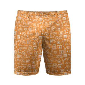 Мужские шорты 3D спортивные с принтом Жизнь на Ямайке в Курске,  |  | оранжевый | паттерн