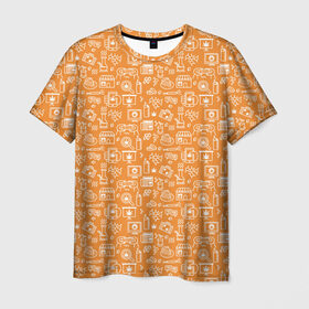 Мужская футболка 3D с принтом Жизнь на Ямайке в Курске, 100% полиэфир | прямой крой, круглый вырез горловины, длина до линии бедер | оранжевый | паттерн