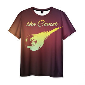 Мужская футболка 3D с принтом Летящая комета в Курске, 100% полиэфир | прямой крой, круглый вырез горловины, длина до линии бедер | комета | космос | красиво | надписи | планета