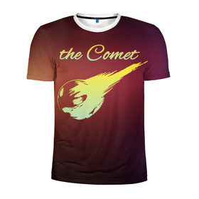 Мужская футболка 3D спортивная с принтом Летящая комета в Курске, 100% полиэстер с улучшенными характеристиками | приталенный силуэт, круглая горловина, широкие плечи, сужается к линии бедра | Тематика изображения на принте: комета | космос | красиво | надписи | планета