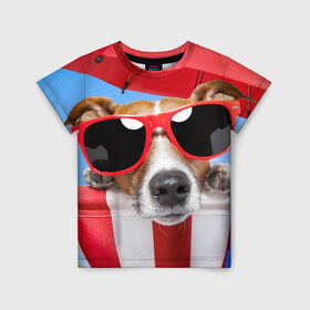 Детская футболка 3D с принтом Джек Рассел в Курске, 100% гипоаллергенный полиэфир | прямой крой, круглый вырез горловины, длина до линии бедер, чуть спущенное плечо, ткань немного тянется | джек рассел | песик | песики | собака | собаки | терьер