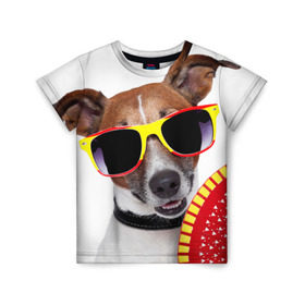Детская футболка 3D с принтом Джек Рассел с веером в Курске, 100% гипоаллергенный полиэфир | прямой крой, круглый вырез горловины, длина до линии бедер, чуть спущенное плечо, ткань немного тянется | джек рассел | песик | песики | собака | собаки | терьер