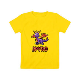 Детская футболка хлопок с принтом Дракон Спайро. 8 bit. в Курске, 100% хлопок | круглый вырез горловины, полуприлегающий силуэт, длина до линии бедер | dragon | pixel art | spyro | дракон | пиксель арт | спайро