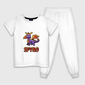 Детская пижама хлопок с принтом Дракон Спайро. 8 bit. в Курске, 100% хлопок |  брюки и футболка прямого кроя, без карманов, на брюках мягкая резинка на поясе и по низу штанин
 | dragon | pixel art | spyro | дракон | пиксель арт | спайро