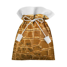 Подарочный 3D мешок с принтом Золотой Крокодил в Курске, 100% полиэстер | Размер: 29*39 см | gold | texture | глянец | золото | кожа | крокодил | текстура