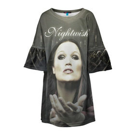 Детское платье 3D с принтом Тарья Турунен Nightwish в Курске, 100% полиэстер | прямой силуэт, чуть расширенный к низу. Круглая горловина, на рукавах — воланы | Тематика изображения на принте: nightwish | металл | музыка | рок | тарья турунен