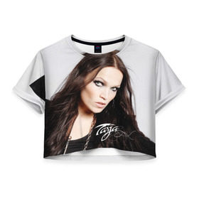 Женская футболка 3D укороченная с принтом Tarja Turunen Nightwish в Курске, 100% полиэстер | круглая горловина, длина футболки до линии талии, рукава с отворотами | nightwish | металл | музыка | рок | тарья турунен