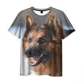 Мужская футболка 3D с принтом Длинношерстная овчарка в Курске, 100% полиэфир | прямой крой, круглый вырез горловины, длина до линии бедер | овчарка | овчарки | песик | песики | собака | собаки