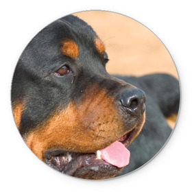 Коврик круглый с принтом Ротвейлер в Курске, резина и полиэстер | круглая форма, изображение наносится на всю лицевую часть | большая | пес | песик | псина | ротвейлер | ротвейлеры | собака | собаки