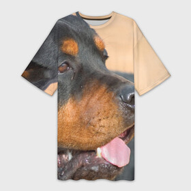 Платье-футболка 3D с принтом Ротвейлер в Курске,  |  | большая | пес | песик | псина | ротвейлер | ротвейлеры | собака | собаки
