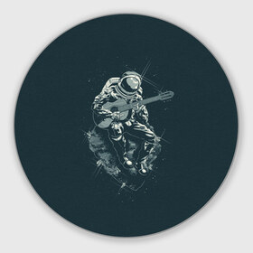 Коврик круглый с принтом Астронавт в Курске, резина и полиэстер | круглая форма, изображение наносится на всю лицевую часть | music | гитара | звезды | космонавт | космос | музыка