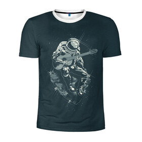 Мужская футболка 3D спортивная с принтом Астронавт в Курске, 100% полиэстер с улучшенными характеристиками | приталенный силуэт, круглая горловина, широкие плечи, сужается к линии бедра | music | гитара | звезды | космонавт | космос | музыка