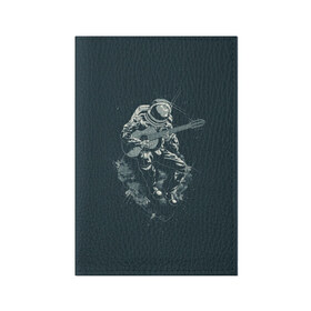 Обложка для паспорта матовая кожа с принтом Астронавт в Курске, натуральная матовая кожа | размер 19,3 х 13,7 см; прозрачные пластиковые крепления | music | гитара | звезды | космонавт | космос | музыка