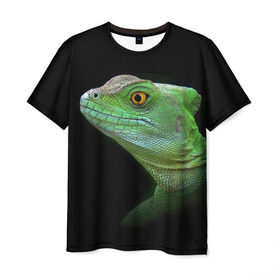 Мужская футболка 3D с принтом Рептилоид в Курске, 100% полиэфир | прямой крой, круглый вырез горловины, длина до линии бедер | о.м.с.к. | природа | ящерица