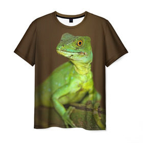 Мужская футболка 3D с принтом Взгляд в Курске, 100% полиэфир | прямой крой, круглый вырез горловины, длина до линии бедер | взгляд | голова | животные | природа | ящерица