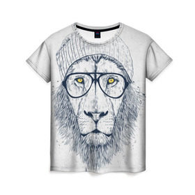 Женская футболка 3D с принтом Cool Lion в Курске, 100% полиэфир ( синтетическое хлопкоподобное полотно) | прямой крой, круглый вырез горловины, длина до линии бедер | красивый | крутой | лев | львица | очки | рисунок | узор