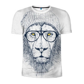 Мужская футболка 3D спортивная с принтом Cool Lion в Курске, 100% полиэстер с улучшенными характеристиками | приталенный силуэт, круглая горловина, широкие плечи, сужается к линии бедра | красивый | крутой | лев | львица | очки | рисунок | узор