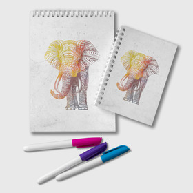 Блокнот с принтом Solar Elephant в Курске, 100% бумага | 48 листов, плотность листов — 60 г/м2, плотность картонной обложки — 250 г/м2. Листы скреплены удобной пружинной спиралью. Цвет линий — светло-серый
 | красивый | крутой | рисунок | слон | узор