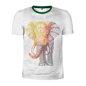 Мужская футболка 3D спортивная с принтом Solar Elephant в Курске, 100% полиэстер с улучшенными характеристиками | приталенный силуэт, круглая горловина, широкие плечи, сужается к линии бедра | Тематика изображения на принте: красивый | крутой | рисунок | слон | узор