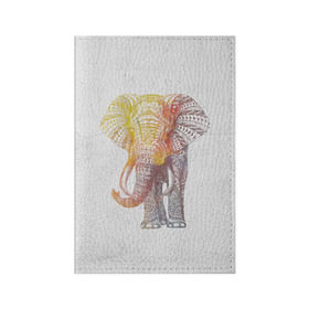 Обложка для паспорта матовая кожа с принтом Solar Elephant в Курске, натуральная матовая кожа | размер 19,3 х 13,7 см; прозрачные пластиковые крепления | красивый | крутой | рисунок | слон | узор