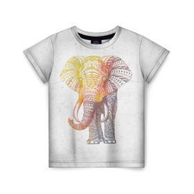 Детская футболка 3D с принтом Solar Elephant в Курске, 100% гипоаллергенный полиэфир | прямой крой, круглый вырез горловины, длина до линии бедер, чуть спущенное плечо, ткань немного тянется | красивый | крутой | рисунок | слон | узор