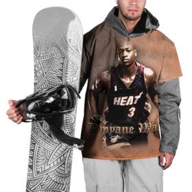 Накидка на куртку 3D с принтом Баскетболист Dwyane Wade в Курске, 100% полиэстер |  | chicago bulls | баскетбол | буллз | дуэйн уэйд | нба | чикаго
