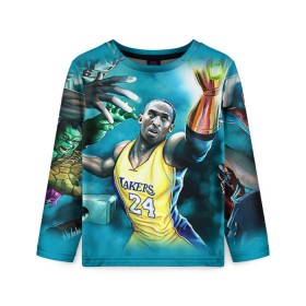 Детский лонгслив 3D с принтом Kobe Bryant в Курске, 100% полиэстер | длинные рукава, круглый вырез горловины, полуприлегающий силуэт
 | kobe bryant | lakers | los angeles lakers | nba. | баскетбол | баскетболист | коби брайант | лайкерс | лос анджелес лейкерс | нба