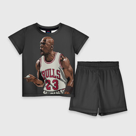 Детский костюм с шортами 3D с принтом Michael Jordan в Курске,  |  | chicago bulls | michael jeffrey jordan | nba. | баскетбол | баскетболист | вашингтон уизардс | майкл джордан | нба | чикаго | чикаго буллз