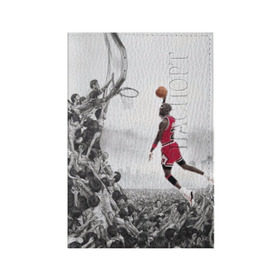 Обложка для паспорта матовая кожа с принтом Michael Jordan в Курске, натуральная матовая кожа | размер 19,3 х 13,7 см; прозрачные пластиковые крепления | Тематика изображения на принте: chicago bulls | michael jeffrey jordan | nba. | баскетбол | баскетболист | вашингтон уизардс | майкл джордан | нба | чикаго | чикаго буллз
