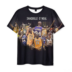 Мужская футболка 3D с принтом Shaquille O`Neal в Курске, 100% полиэфир | прямой крой, круглый вырез горловины, длина до линии бедер | shaquille oneal | баскетболист | нба | шакил онил