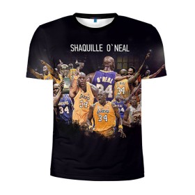 Мужская футболка 3D спортивная с принтом Shaquille O`Neal в Курске, 100% полиэстер с улучшенными характеристиками | приталенный силуэт, круглая горловина, широкие плечи, сужается к линии бедра | shaquille oneal | баскетболист | нба | шакил онил