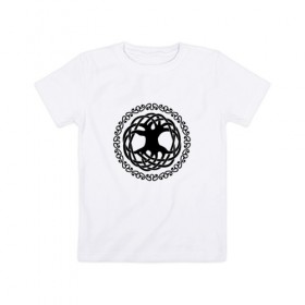 Детская футболка хлопок с принтом Дерево жизни в Курске, 100% хлопок | круглый вырез горловины, полуприлегающий силуэт, длина до линии бедер | дерево жизни | джен делис | кельты | символы