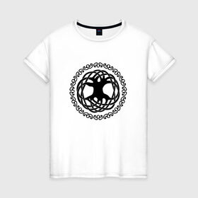 Женская футболка хлопок с принтом Дерево жизни в Курске, 100% хлопок | прямой крой, круглый вырез горловины, длина до линии бедер, слегка спущенное плечо | дерево жизни | джен делис | кельты | символы