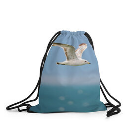 Рюкзак-мешок 3D с принтом Чайка в Курске, 100% полиэстер | плотность ткани — 200 г/м2, размер — 35 х 45 см; лямки — толстые шнурки, застежка на шнуровке, без карманов и подкладки | вода | море | пернатые | природа | простор | птица | свобода | солнце | чайка