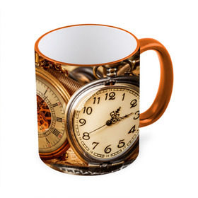Кружка 3D с принтом Часы в Курске, керамика | ёмкость 330 мл | Тематика изображения на принте: золото | карманные часы | старина | часы