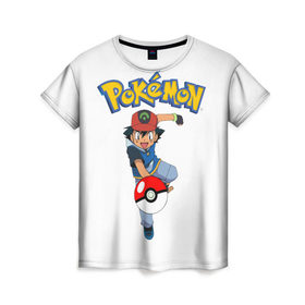 Женская футболка 3D с принтом Pokemon / Ash Ketchum в Курске, 100% полиэфир ( синтетическое хлопкоподобное полотно) | прямой крой, круглый вырез горловины, длина до линии бедер | go | pokemon | го | игра | мультфильм | покемон | эш кетчум